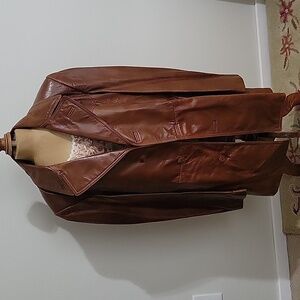 Vintage Jeno de Paris Camel Leather Jacket Men's Size 40